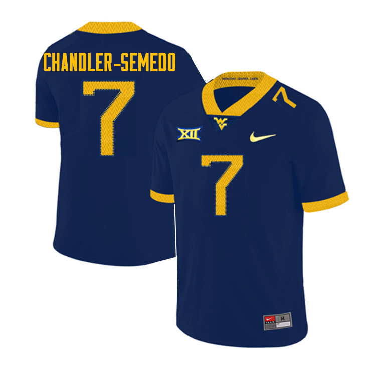 Men #7 Josh Chandler-Semedo West Virginia Mountaineers College Football Jerseys Sale-Navy - Click Image to Close